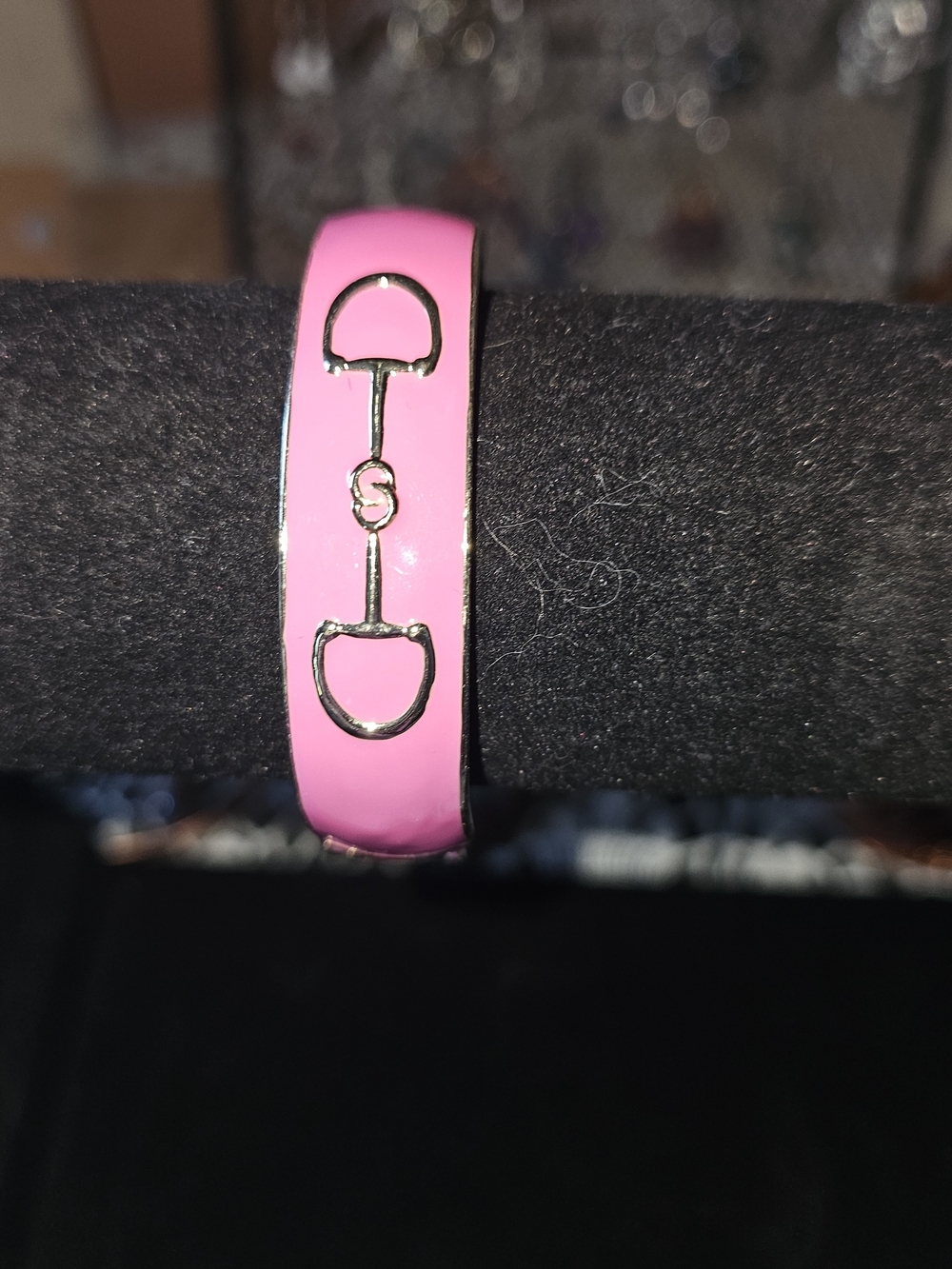 Pink Enamel Bit Bracelet with Silver Hardware(122)